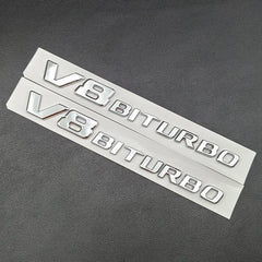 3D ABS Chrome C63S Logo V8 BITURBO Badge Trunk Emblem Sticker for Mercedes-Benz AMG | Decal
