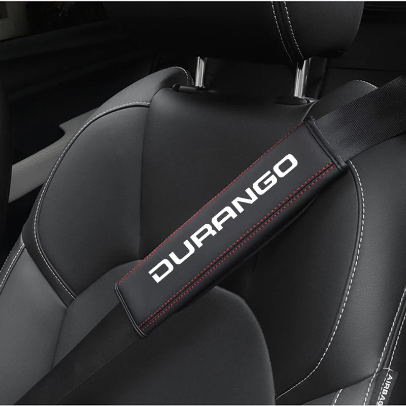Premium Leather Seat Belt Cover – Shoulder Protector with Dodge Durango Logo