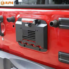 Tailgate Exhaust Cover Plate Spare Tire Exhaust Port License Plate License Plate Holder fit for Jeep Wrangler JK JL 2007-2017