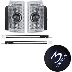 2pcs Car Door LED HD Projector puddle lights Welcome Lights For Tesla Model S 2015-2016 Model X 2016 Auto Valve Core Accessories
