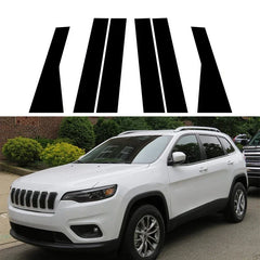 6Pcs For Jeep Cherokee KL 2014-2017 2018 2019 2020 2021 2023 Glossy Black Car Door Window Pillar Center Post Trim Stickers Parts