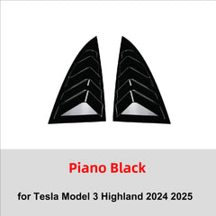 2PCS Side Window Louver Cover Sport Style For Tesla Model 3 Y Juniper Highland 2025-2020 2026 Rear Window Spoiler Shutter Cover