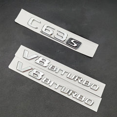 3D ABS Chrome C63S Logo V8 BITURBO Badge Trunk Emblem Sticker for Mercedes-Benz AMG | Decal