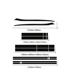 Full-Coverage Racing Stripe Kit | Door Side, Hood, Rear, Waistline & Skirt Vinyl Decal