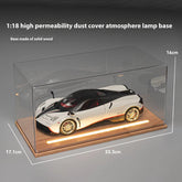 1:18 Scale Car Model Display Box with Light | PVC Dust Cover Lighted Transparent Bookshelf Case