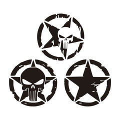 Army Star Vinyl Decal Sticker – Jeep Wrangler & All 4x4 Models | 3 Patterns, 4 Sizes, 4 Styles