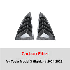 2PCS Side Window Louver Cover Sport Style For Tesla Model 3 Y Juniper Highland 2025-2020 2026 Rear Window Spoiler Shutter Cover