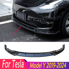 Front Bumper Lip Splitter for Tesla Model Y (2019–2024) | Carbon Look, Matte Black & Gloss Black ABS