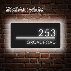 Custom LED House Number Sign Backlit Crystal Base Luminous Acrylic Logo Sign Home Entrance Door Plate for Villa Apartment Decor