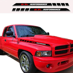 For Dodge Ram 1500 2500 5.7L PERFORMANCE Car Hood Vinyl Decals Emblem Truck Graphic Stickers 2Pcs Auto Accessories