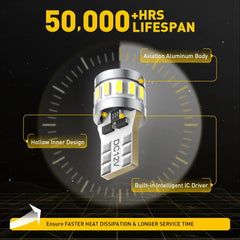 AUXITO T10 W5W 3014 SMD Canbus LED | 2pc Interior No Error Bulb