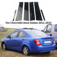 Glossy Black Pillar Posts Window Door Trims Sticker Cover Kits Auto Styling Fit for Chevrolet Aveo Hatchback Sedan 2011-2015