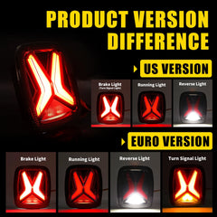 Rear LED Tail Lights for Jeep Wrangler CJ/TJ/YJ (1998–2006) | Universal X-Shape CE/DOT/EMARK