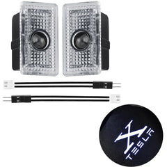 2pcs Car Door LED HD Projector puddle lights Welcome Lights For Tesla Model S 2015-2016 Model X 2016 Auto Valve Core Accessories