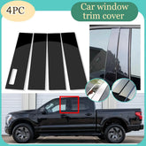 Glossy Black / Silver Carbon Pillar Post for Ford F-150 (2015–2021) | 4-Piece Window Trim