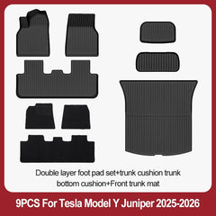 For Tesla New Model Y Juniper Premium/Performance 2025+ TPE Floor Mats Luggage Mat Wear-resistant Foot Pads ModelY Trunk Mats