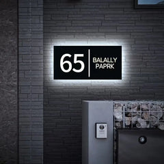 Custom LED House Number Sign Backlit Crystal Base Luminous Acrylic Logo Sign Home Entrance Door Plate for Villa Apartment Decor