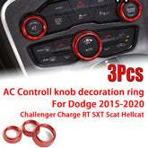 A/C Control Knob Volume Radio Switch Decoration Cover for Dodge Challenger / Charger | 3-Piece