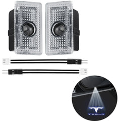 2pcs Car Door LED HD Projector puddle lights Welcome Lights For Tesla Model S 2015-2016 Model X 2016 Auto Valve Core Accessories