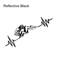 Reflective Heartbeat Off-Road Mountain Climb Vinyl Sticker – 4x4 Truck Windshield & Bumper Decal | 4 Colors