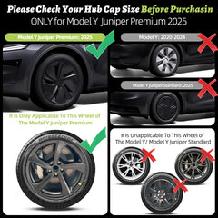 19" Matte Black / Silver Black Wheel Cover for Tesla Model Y Juniper (2025–2026) | 4-Piece Replacement Hub Cap
