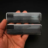 Black Metal USA American Flag Car Tuning Emblem Badge | 2-Piece Motorcycle & Auto Sticker