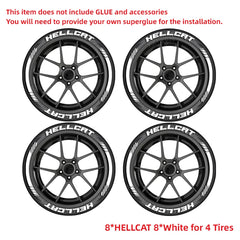HELLCAT 3D Tire Letter Stickers for 4 Tires | 8pc Waterproof PVC