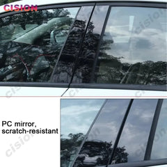 Glossy Carbon Fiber Black Chrome Car Door Window Center BC Pillar Post Middle Column Cover Trim PC Sticker For MG 4 EV 2023-2026