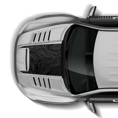 Top-down view of a car on a white background