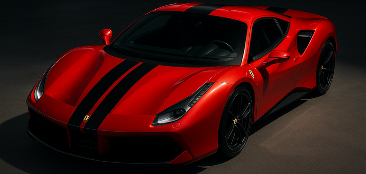 ferrari with a black decal stripe