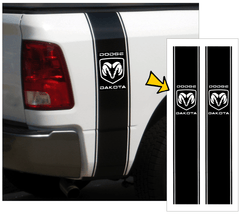 Dodge Dakota Truck Vertical Bed Stripe Decal Kit - DODGE - Ram Head - DAKOTA - 8.5" x 50"