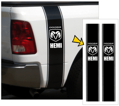 Dodge Dakota Truck Vertical Bed Stripe Decal Kit - DODGE - Ram Head - HEMI - 8.5" x 50"