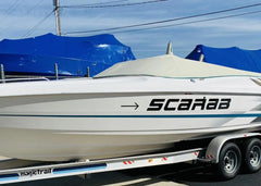 Scarab Boat Yacht Replacement Black Decals 2PC Set Vinyl New 40”