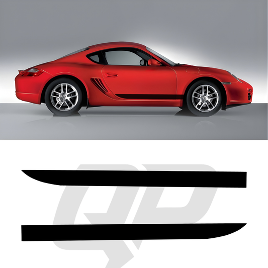 Porsche Cayman Side Stripe Decals (2005–2016) | Lower Rocker Panel Kit