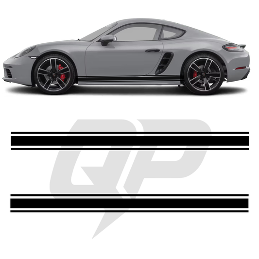 Porsche 718 Cayman Triple Side Stripe Decals | 3-Stripe Rocker Panel Kit (2016+)