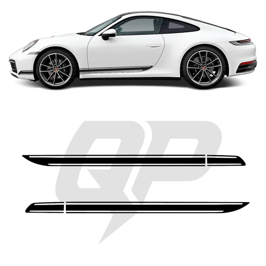 Porsche 911 Double Hockey Stripe Decals (991 & 992) — Dual Tapered Side Stripe Kit