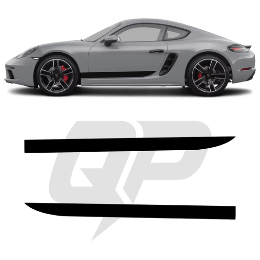 Porsche 718 Cayman Hockey Style Side Stripe Decals | Racing Rocker Panel Kit