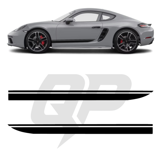 Porsche 718 Cayman Hockey Style Side Stripe Decals (982, 2016-Present) | Tapered Rocker Kit