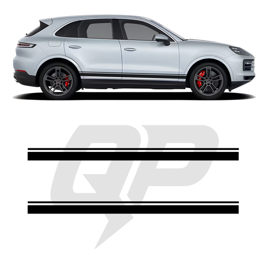 Porsche Cayenne Double Side Stripe Decals (2018+) | Dual Rocker Panel Kit