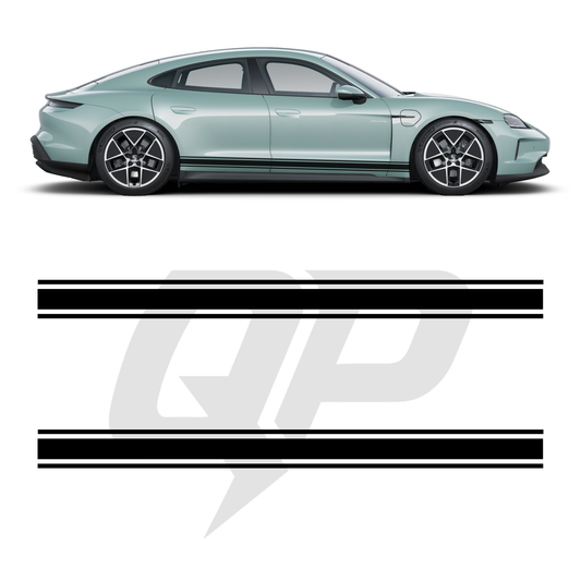 Porsche Taycan Triple Side Stripe Decals | 3-Stripe Rocker Panel Kit (2020+)
