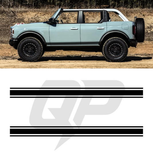 Ford Bronco Triple Side Stripe Decals (2021+) | 3-Stripe Rocker Panel Kit