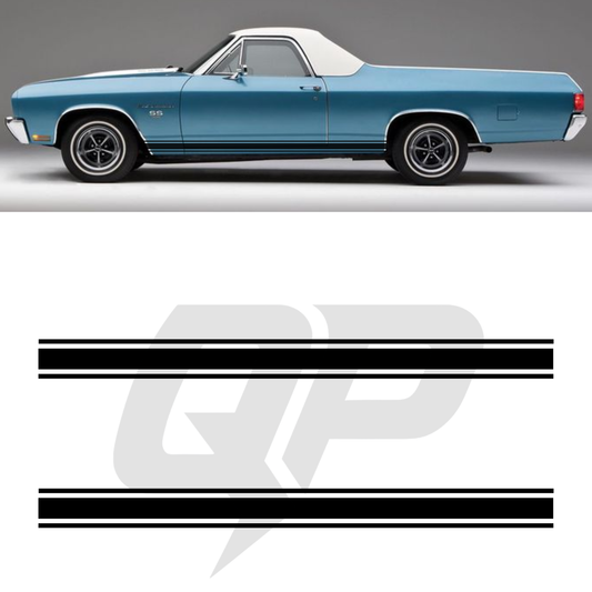 Chevy El Camino Triple Side Stripe Decals (1968-1977) | 3-Stripe Rocker Panel Kit