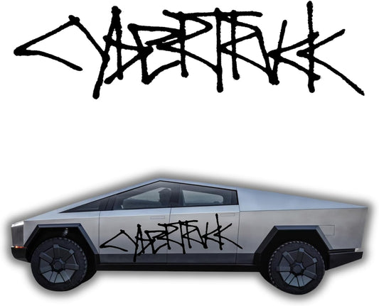 Tesla Cybertruck Graffiti Logo Side Decal — Bold 80" Vinyl That Turns Heads