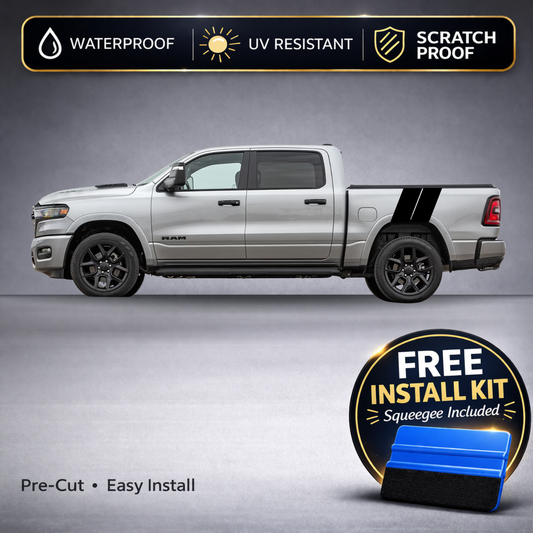 Ram 1500 Rear Bed Hash Mark Stripe Decals (2019-Present) | Double Stripe Kit