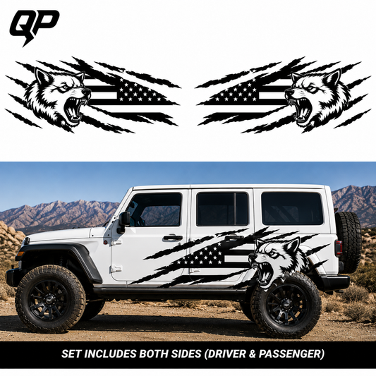 Wolf USA Vinyl Decal Set for Jeep Wrangler — Full-Length Side Graphic Kit