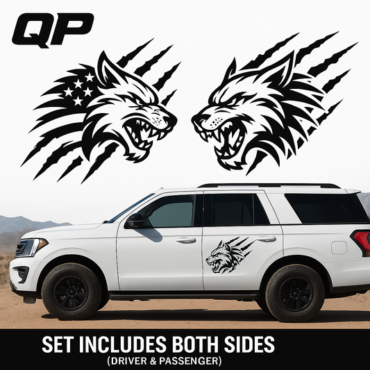 Wolf American Flag Vinyl Decal Set for Ford Expedition | Bold Custom Graphics