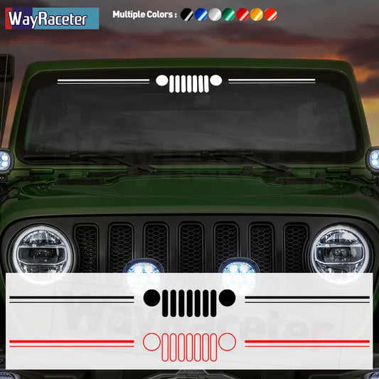 Jeep Wrangler & Gladiator Reflective Windshield Decal — Bold Grill Graphic for JK, JL & Renegade