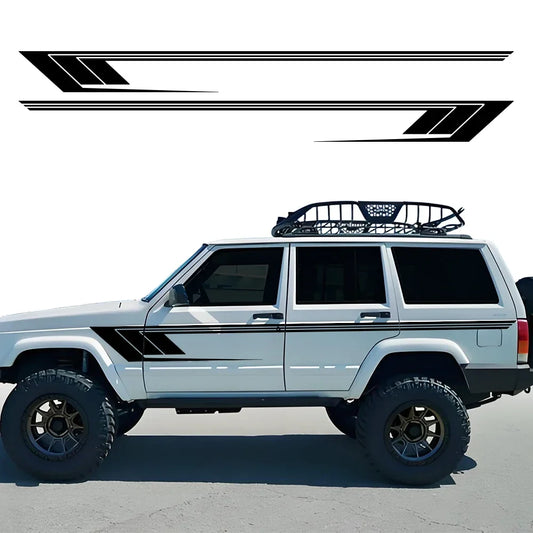 Jeep Cherokee XJ Hockey Stick Side Stripe Decal Kit – Retro Racing Style in 8 Finishes