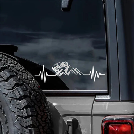 Reflective Heartbeat Off-Road Mountain Climb Decal: The 4x4 Badge That Says It All