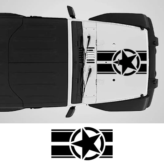 Jeep Hood Cover Decal – Pentagram Star Vinyl Sticker for Wrangler, Renegade, Patriot & Rubicon